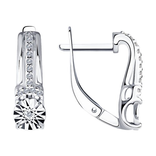 Cercei din argint  cu pietre Diamant, Cubic Zirconia Incolor