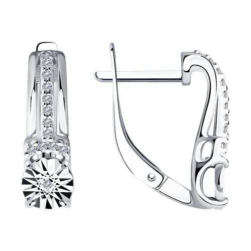 Cercei din argint cu Diamant, Cubic Zirconia Incolor