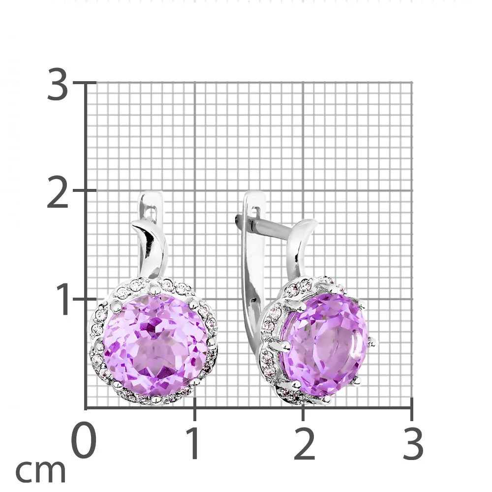 Cercei din aur alb cu Cubic Zirconia Incolor, Ametist
