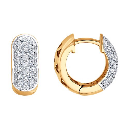 Cercei Creole din aur roșu cu pietre Diamant