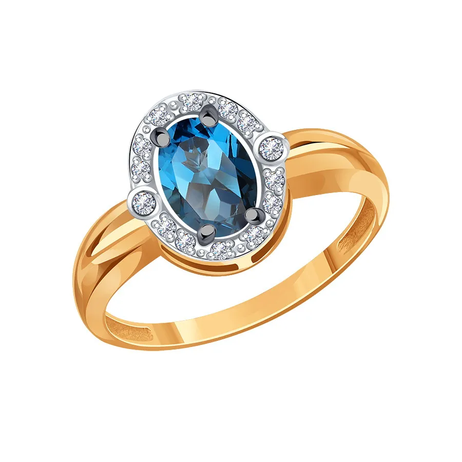 Inel din aur roșu cu Cubic Zirconia Incolor, Topaz London
