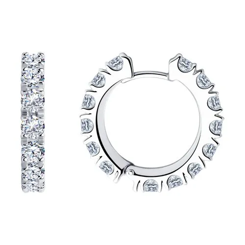 Cercei Creole din argint cu Cubic Zirconia Incolor
