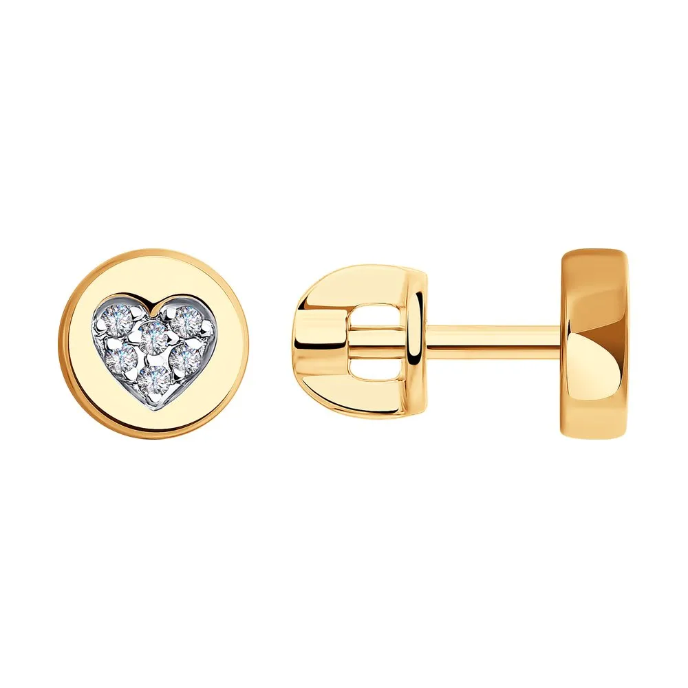 Cercei Pusete din aur roșu cu Cubic Zirconia Incolor