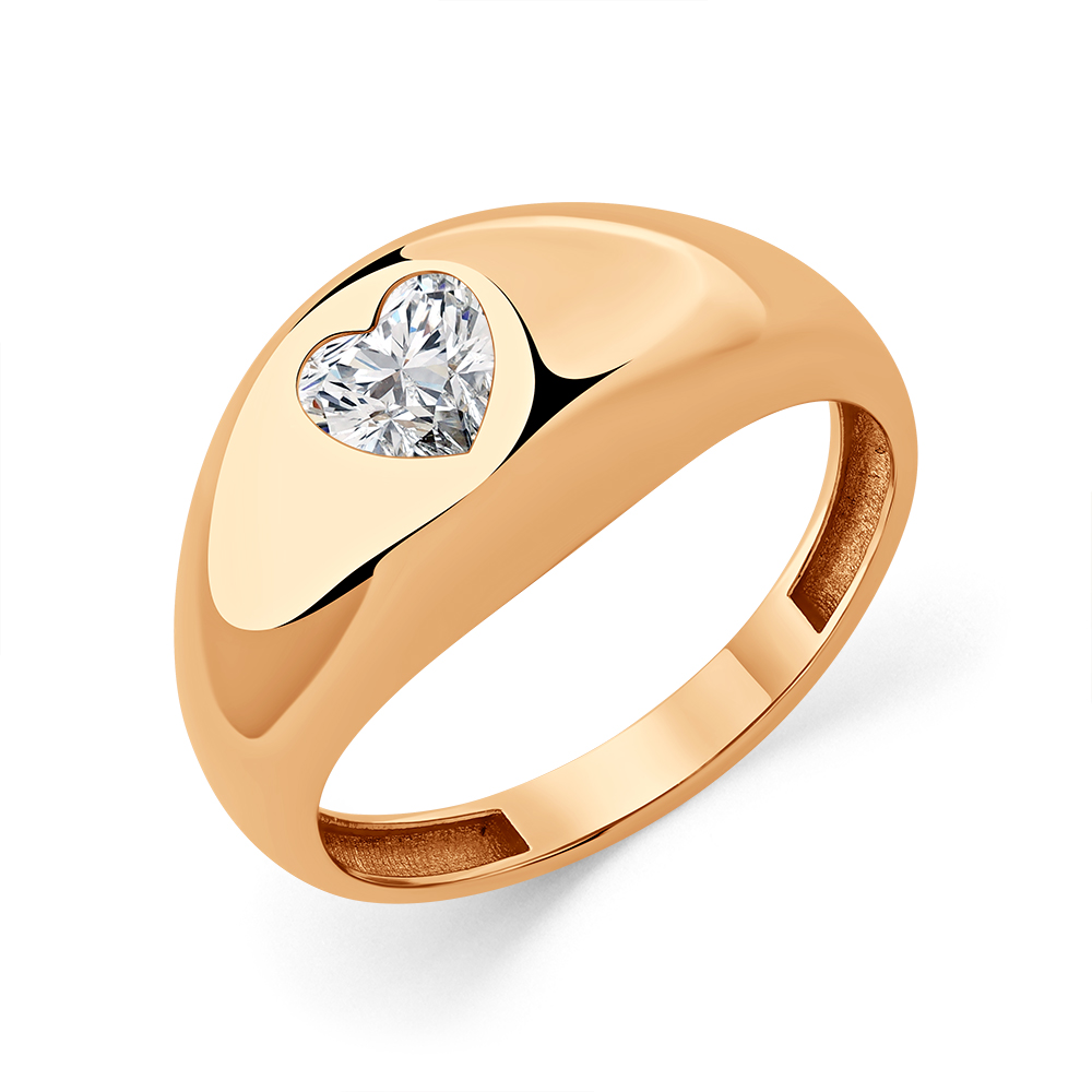 Inel din aur roșu cu Cubic Zirconia Incolor