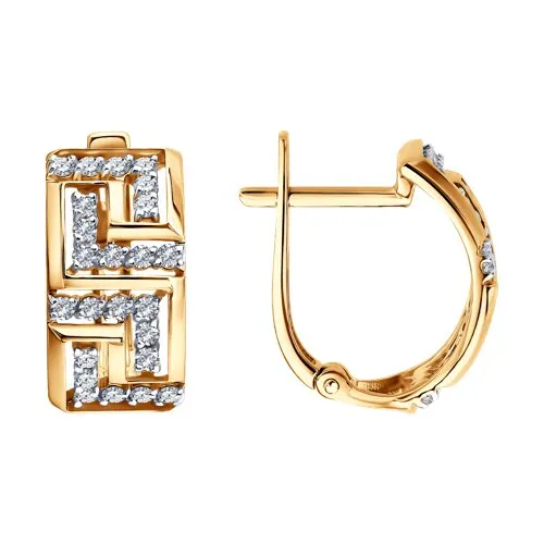 Cercei din aur roșu cu Cubic Zirconia Incolor