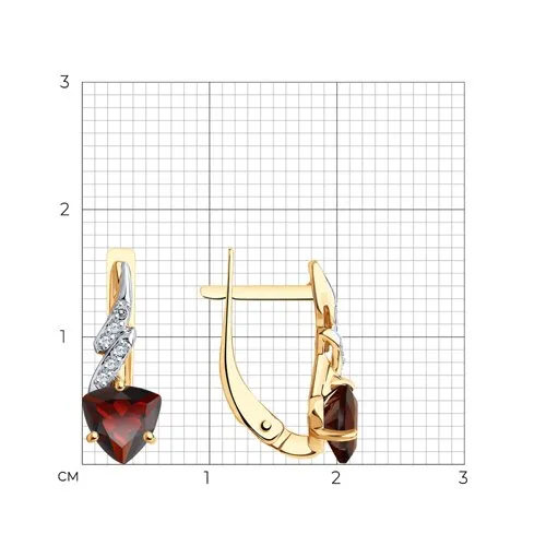 Cercei din aur roșu cu Cubic Zirconia Incolor, Granat
