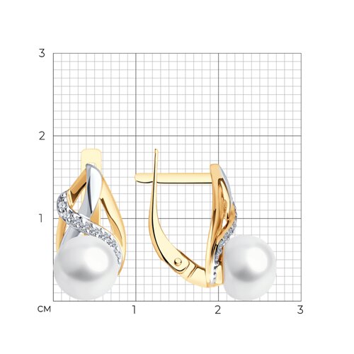 Cercei din aur roșu cu pietre Cubic Zirconia Incolor, Perla Albă