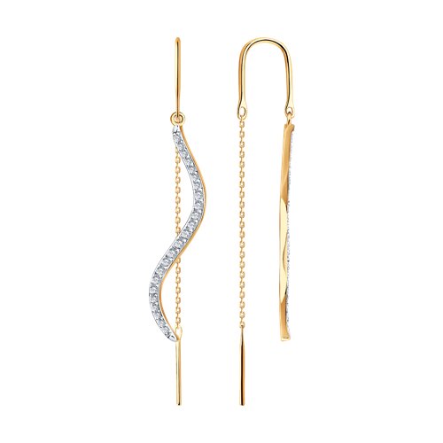 Cercei Lanț din aur roșu cu pietre Cubic Zirconia Incolor