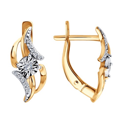 Cercei din aur alb și roșu cu pietre Diamant