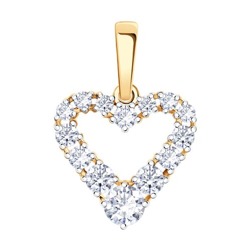 Pandantiv din aur roșu cu pietre Cubic Zirconia Incolor