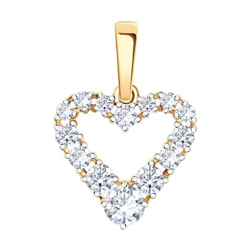 Pandantiv din aur roșu cu Cubic Zirconia Incolor