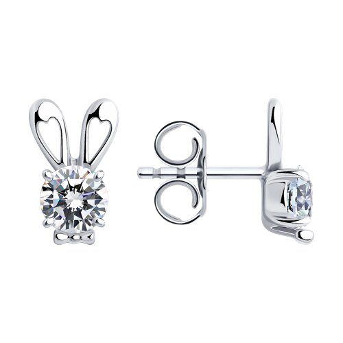 Cercei Pusete din argint  cu pietre Cubic Zirconia Incolor