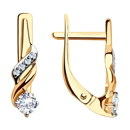 Cercei din aur roșu cu Cubic Zirconia Incolor