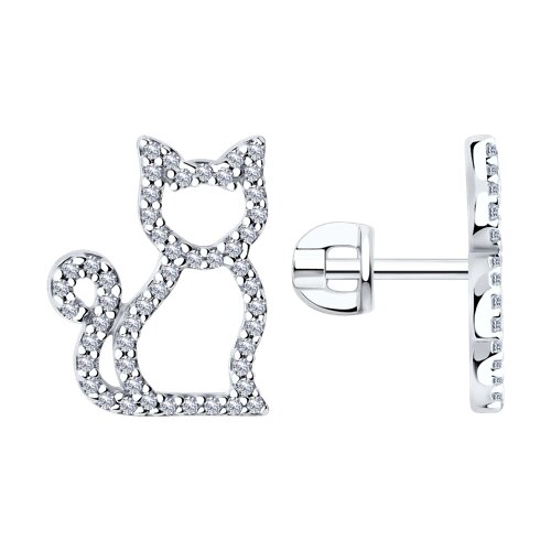 Cercei Pusete din argint  cu pietre Cubic Zirconia Incolor