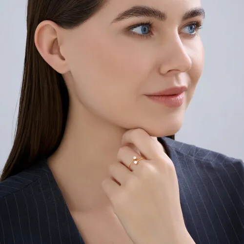 Inel din aur roșu cu Cubic Zirconia Incolor