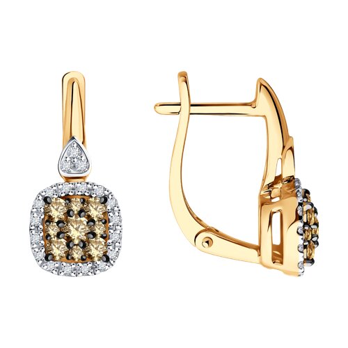 Cercei din aur roșu cu pietre Diamant, Diamant Cognac