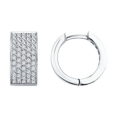 Cercei Creole din aur alb cu Diamant