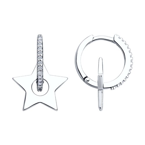 Cercei Creole din argint  cu pietre Cubic Zirconia Incolor