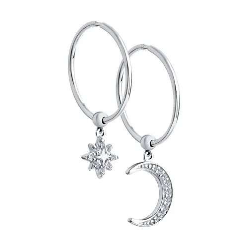 Cercei Creole din argint cu Cubic Zirconia Incolor