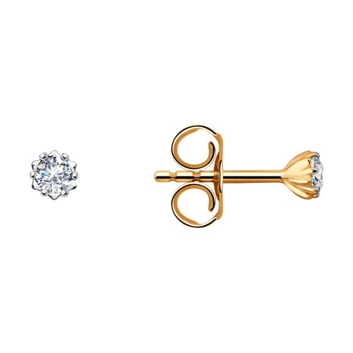Cercei Pusete din aur roșu cu pietre Cubic Zirconia Incolor