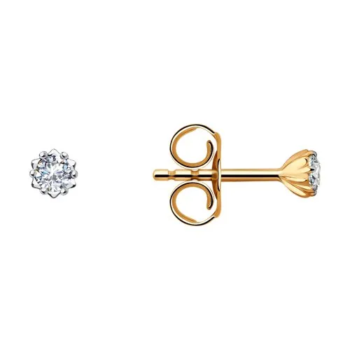 Cercei Pusete din aur roșu cu Cubic Zirconia Incolor