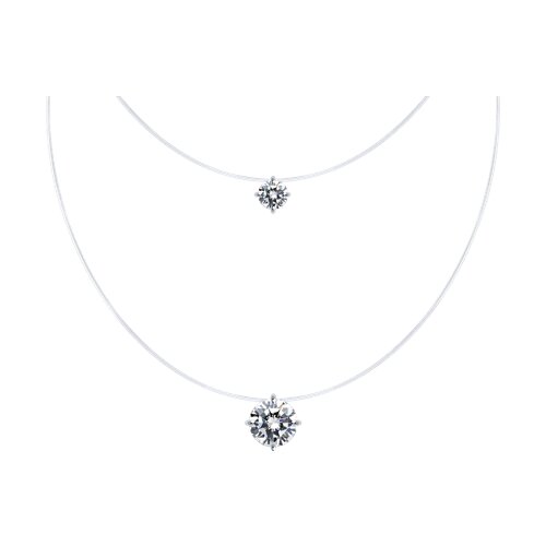 Colier din argint  cu pietre Cubic Zirconia Incolor, Fir transparent