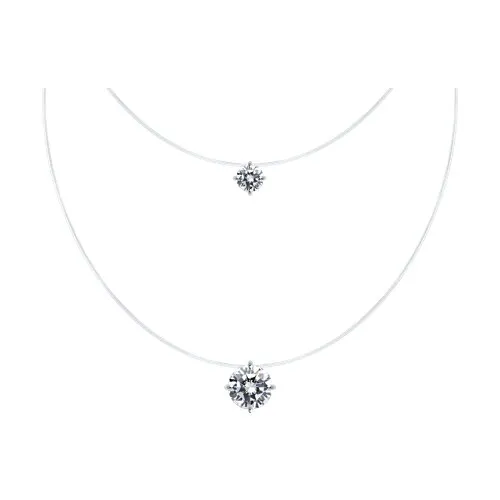 Colier din argint cu Cubic Zirconia Incolor, Fir transparent