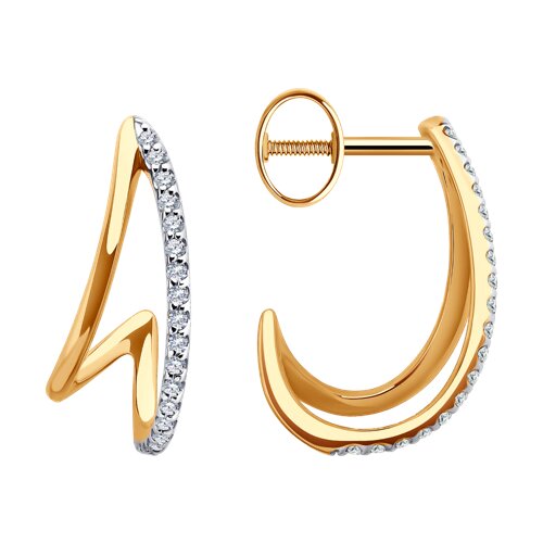 Cercei Pusete din aur roșu cu pietre Cubic Zirconia Incolor