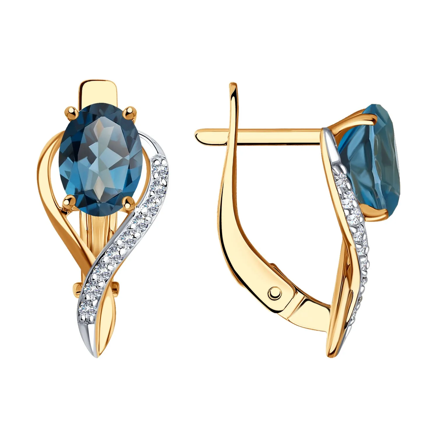 Cercei din aur roșu cu Cubic Zirconia Incolor, Topaz London