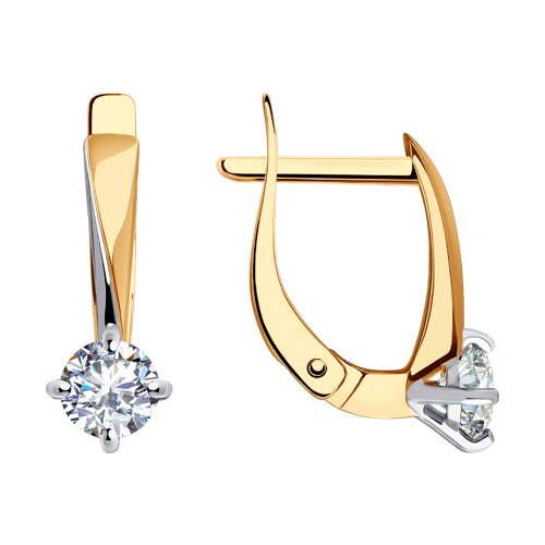 Cercei din aur roșu cu pietre Cubic Zirconia Incolor