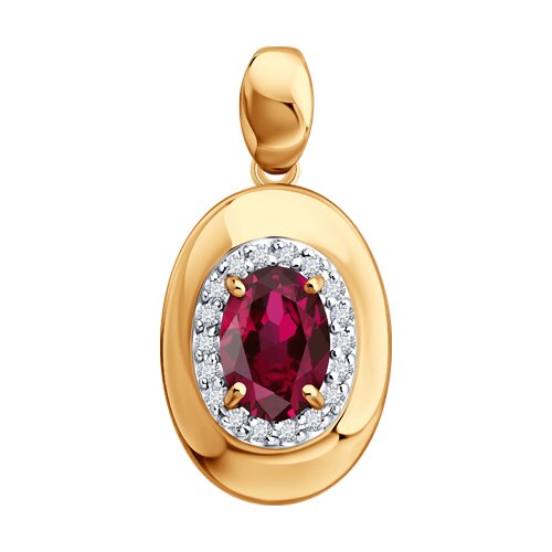 Pandantiv din aur roșu cu pietre Diamant, Rubin