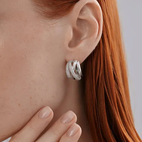 Серьги из серебра с камнями Фианит