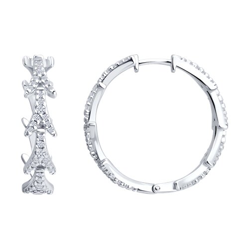 Cercei Creole din argint  cu pietre Cubic Zirconia Incolor