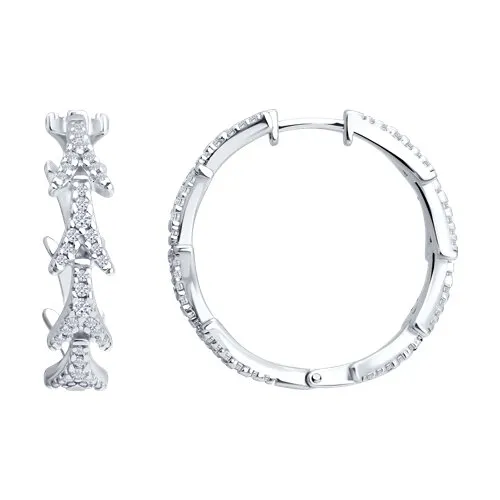 Серьги Конго из серебра с камнями Фианит