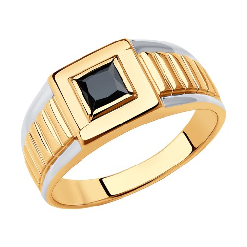 Inel din aur roșu cu pietre Cubic Zirconia Negru