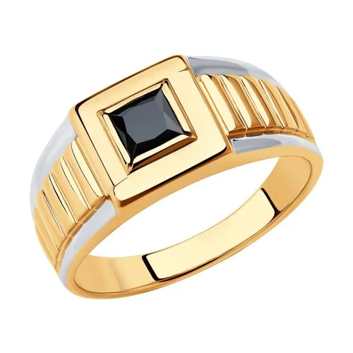 Inel din aur roșu cu Cubic Zirconia Negru