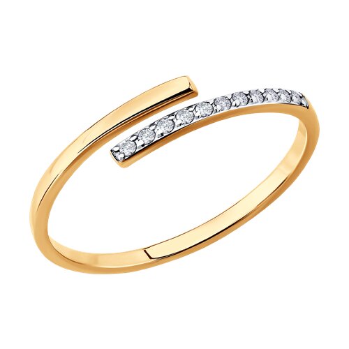 Кольцо из красного золота с камнями Фианит