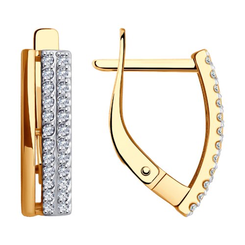 Cercei din aur roșu cu pietre Cubic Zirconia Incolor