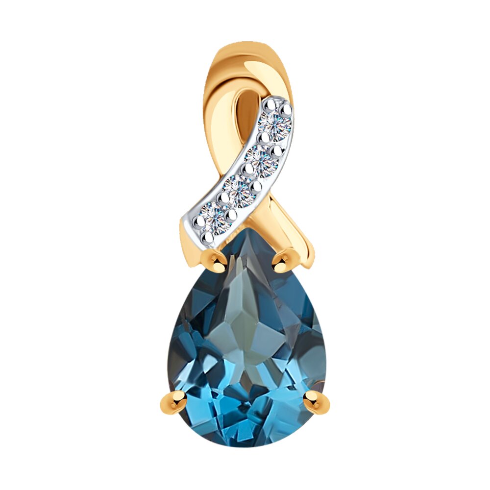 Pandantiv din aur roșu cu pietre Cubic zirconia, Topaz London