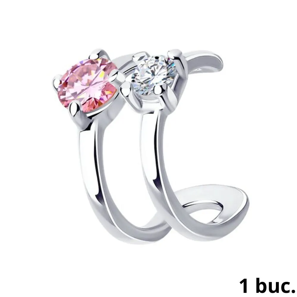 Cercel din argint cu Cubic Zirconia Incolor, Cubic Zirconia Roz