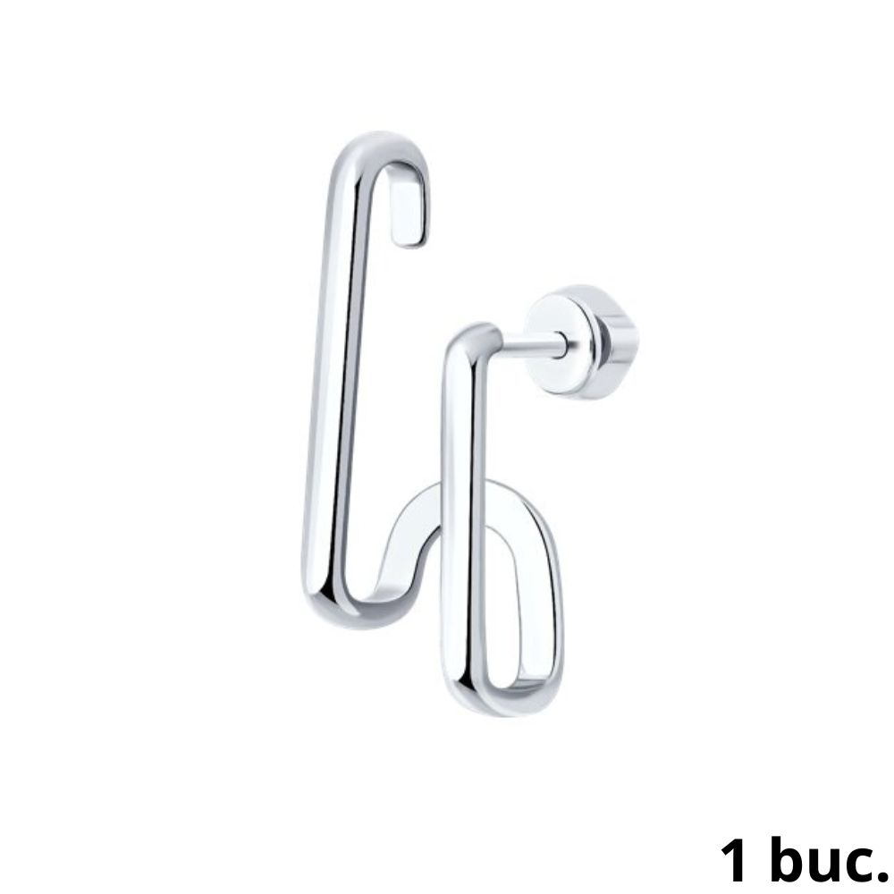 Серьга Одиночная из серебра без камней