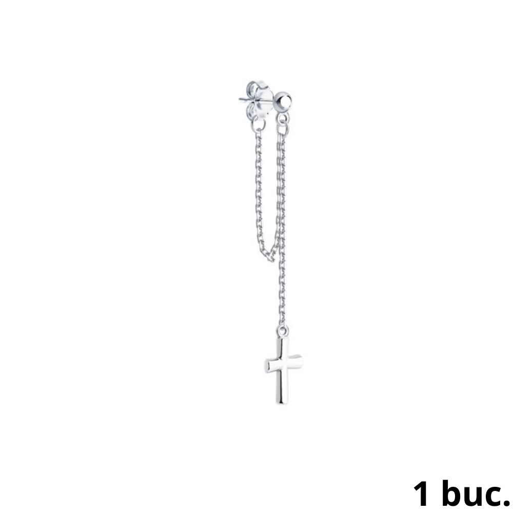 Серьга Одиночная из серебра без камней