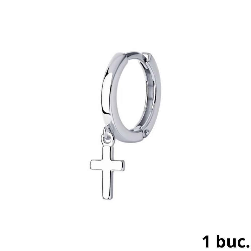 Серьга Одиночная из серебра без камней