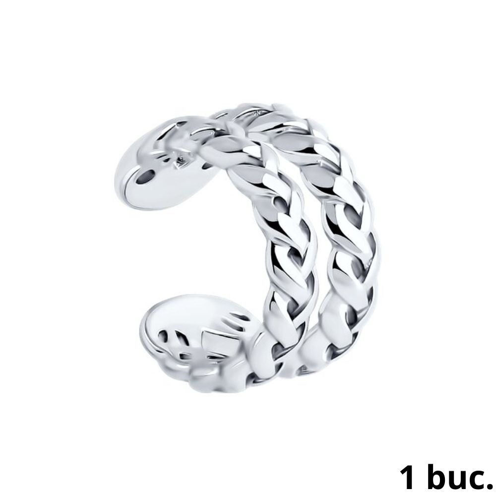 Серьга Одиночная из серебра без камней