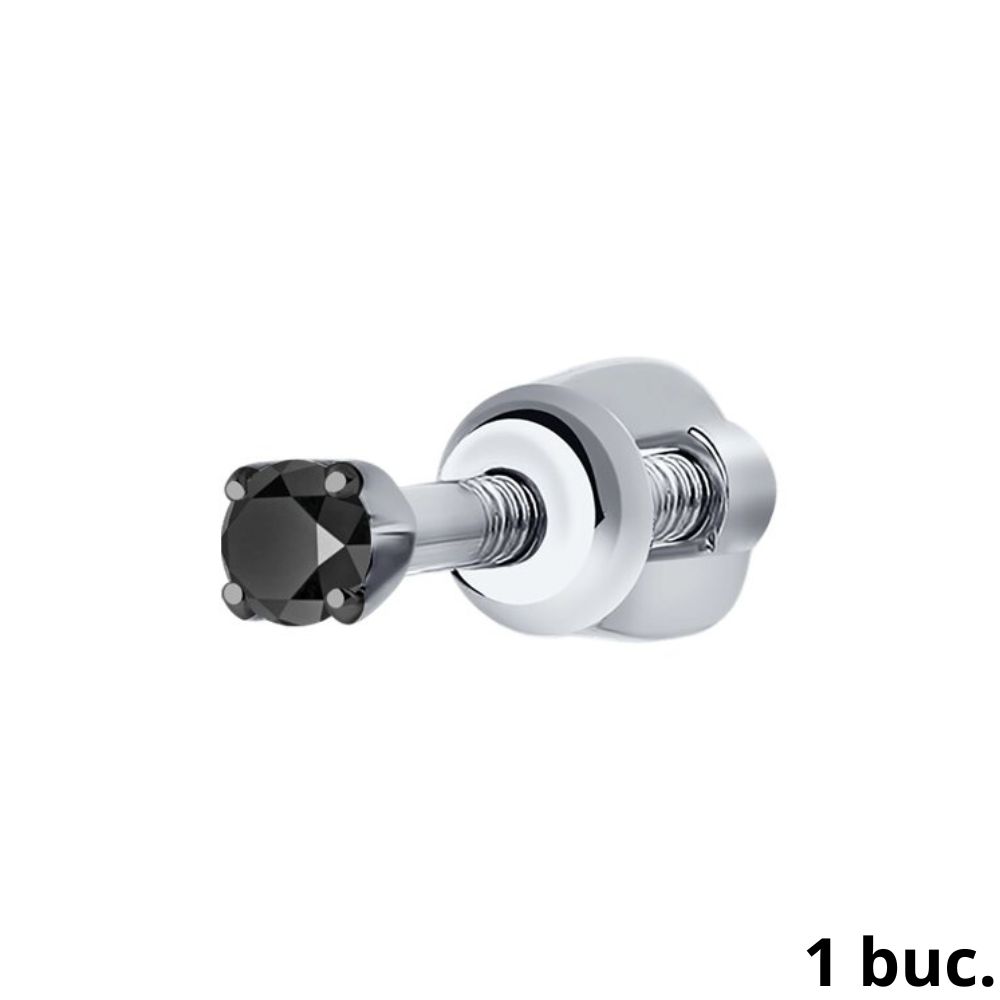 Cercel din aur alb cu pietre Diamant negru