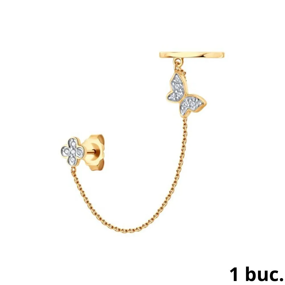 Cercel din aur roșu cu Cubic Zirconia Incolor