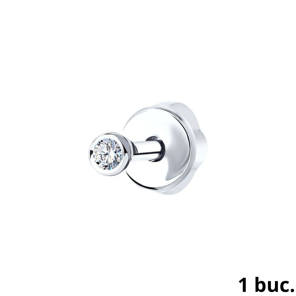 Серьга Одиночная из белого золота с камнями Бриллиант