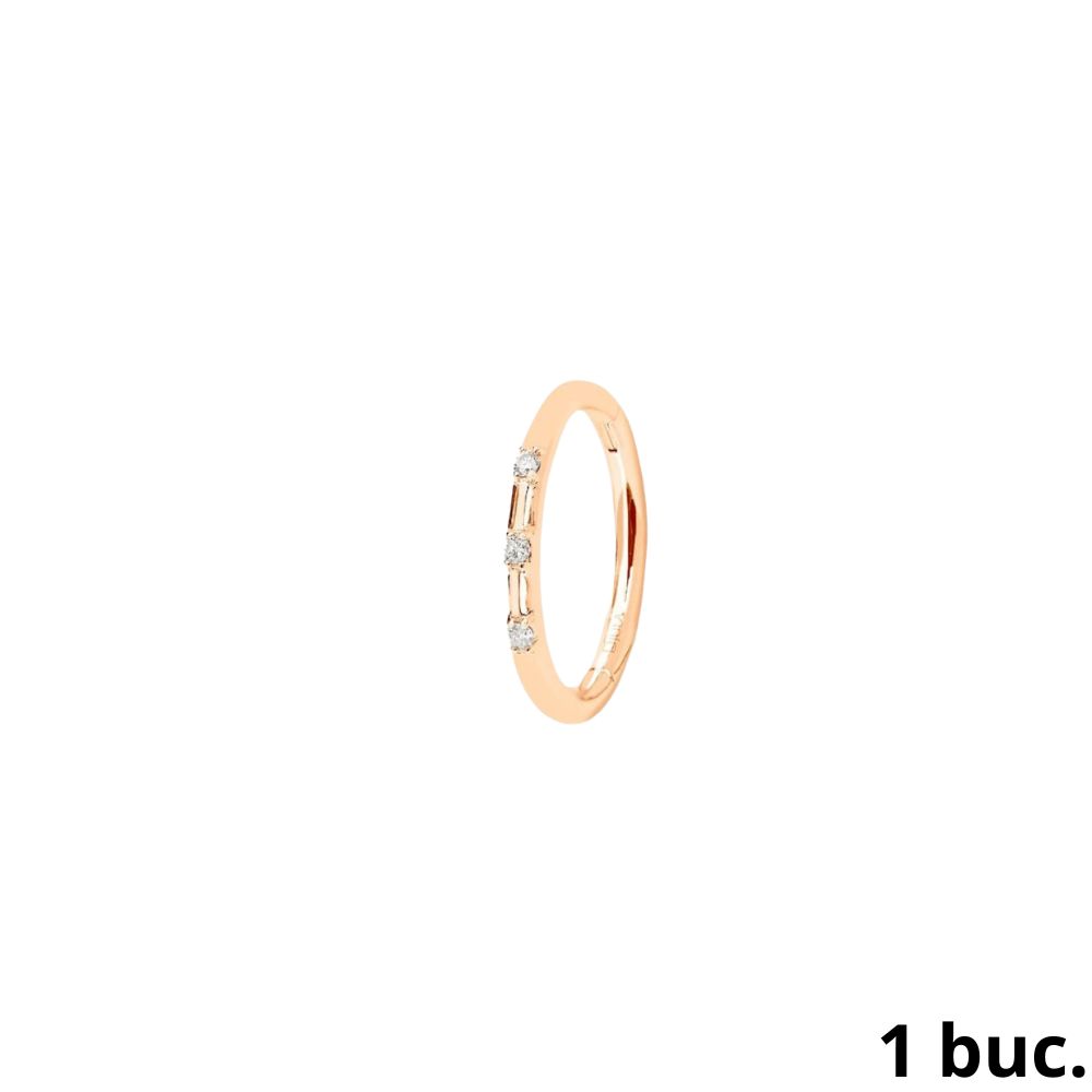 Серьга Одиночная из розового золота с камнями Бриллиант