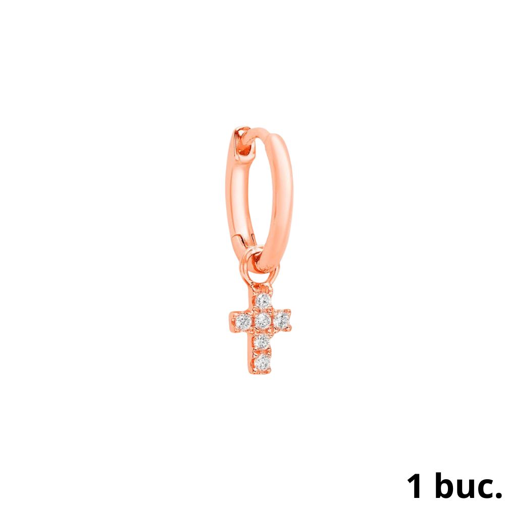 Cercel din aur roz cu pietre Diamant