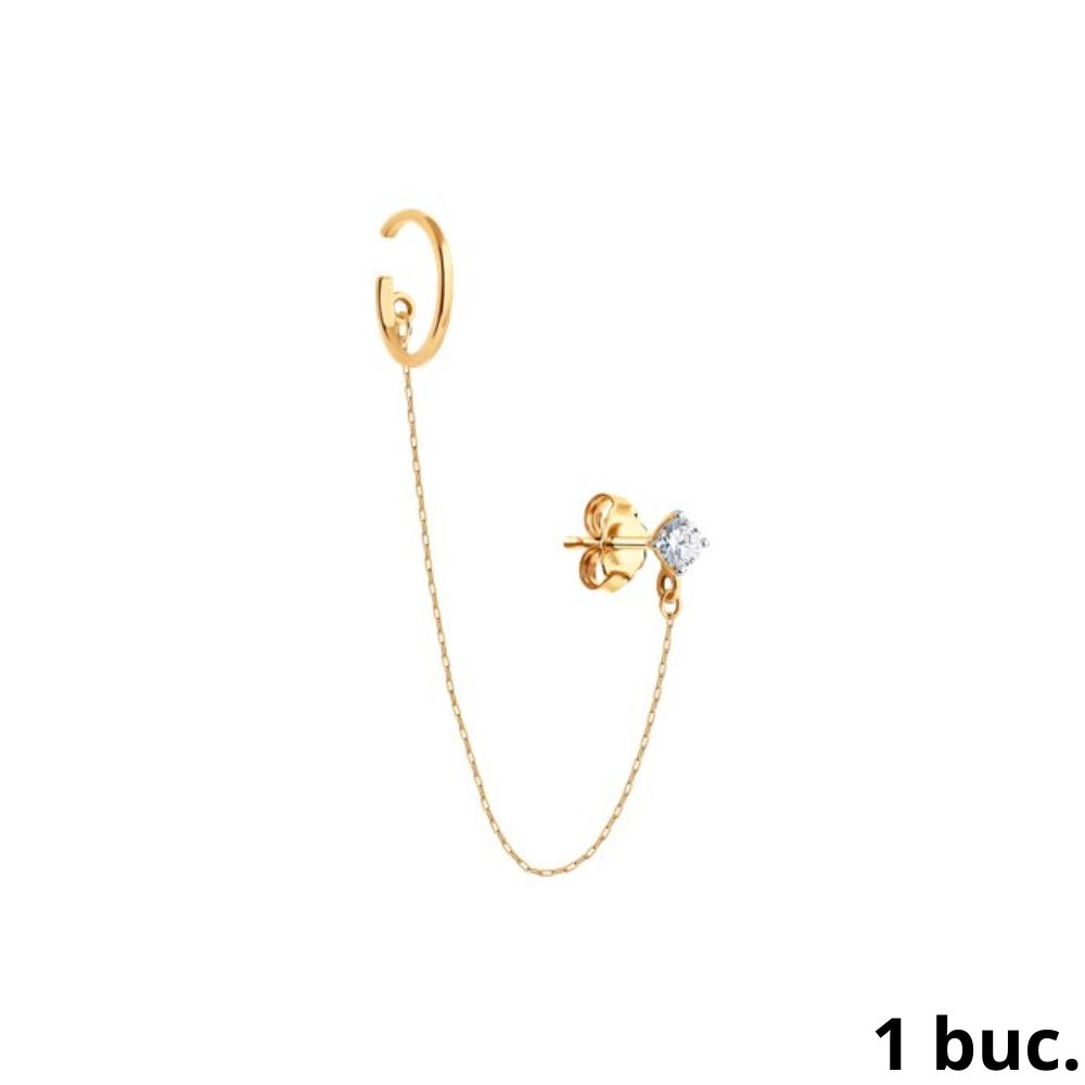 Cercel din aur roșu cu pietre Cubic Zirconia Incolor